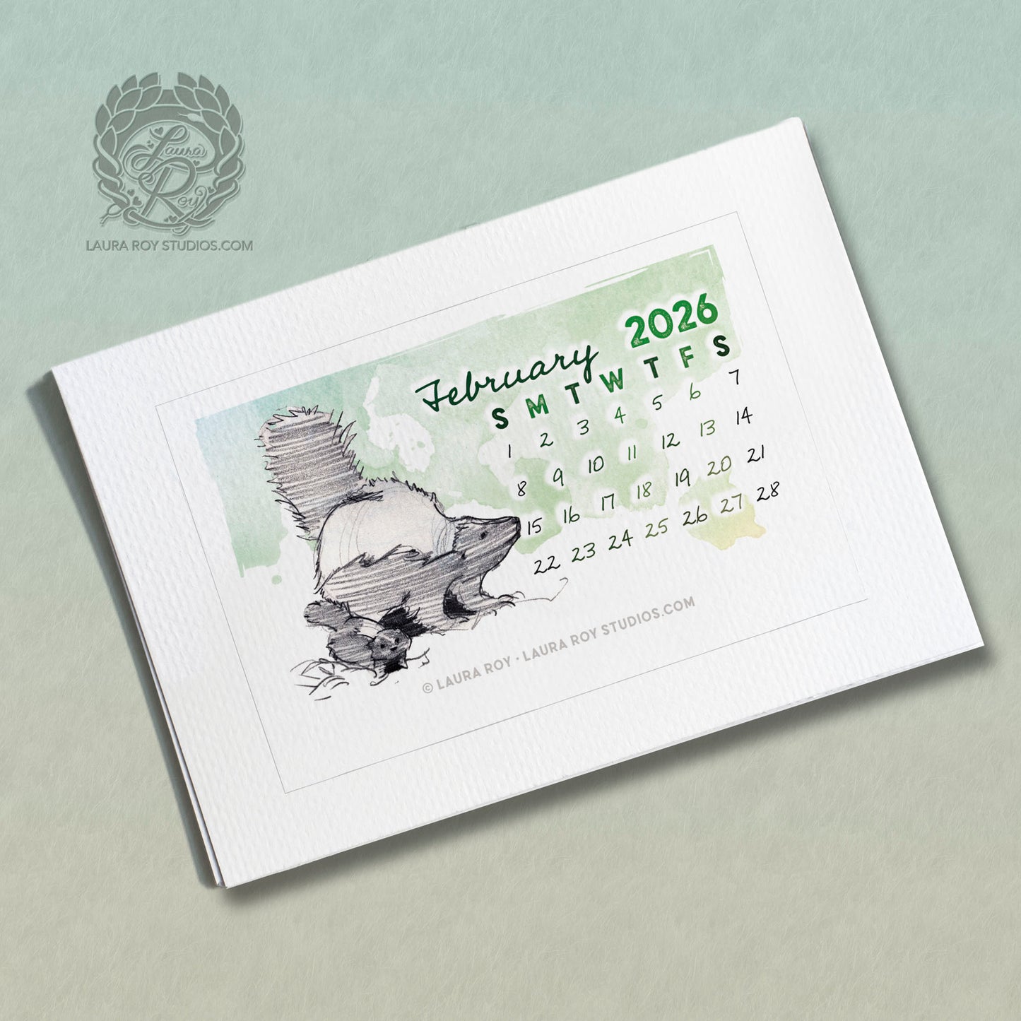 2026 Critter Animal Watercolor Mini Calendar