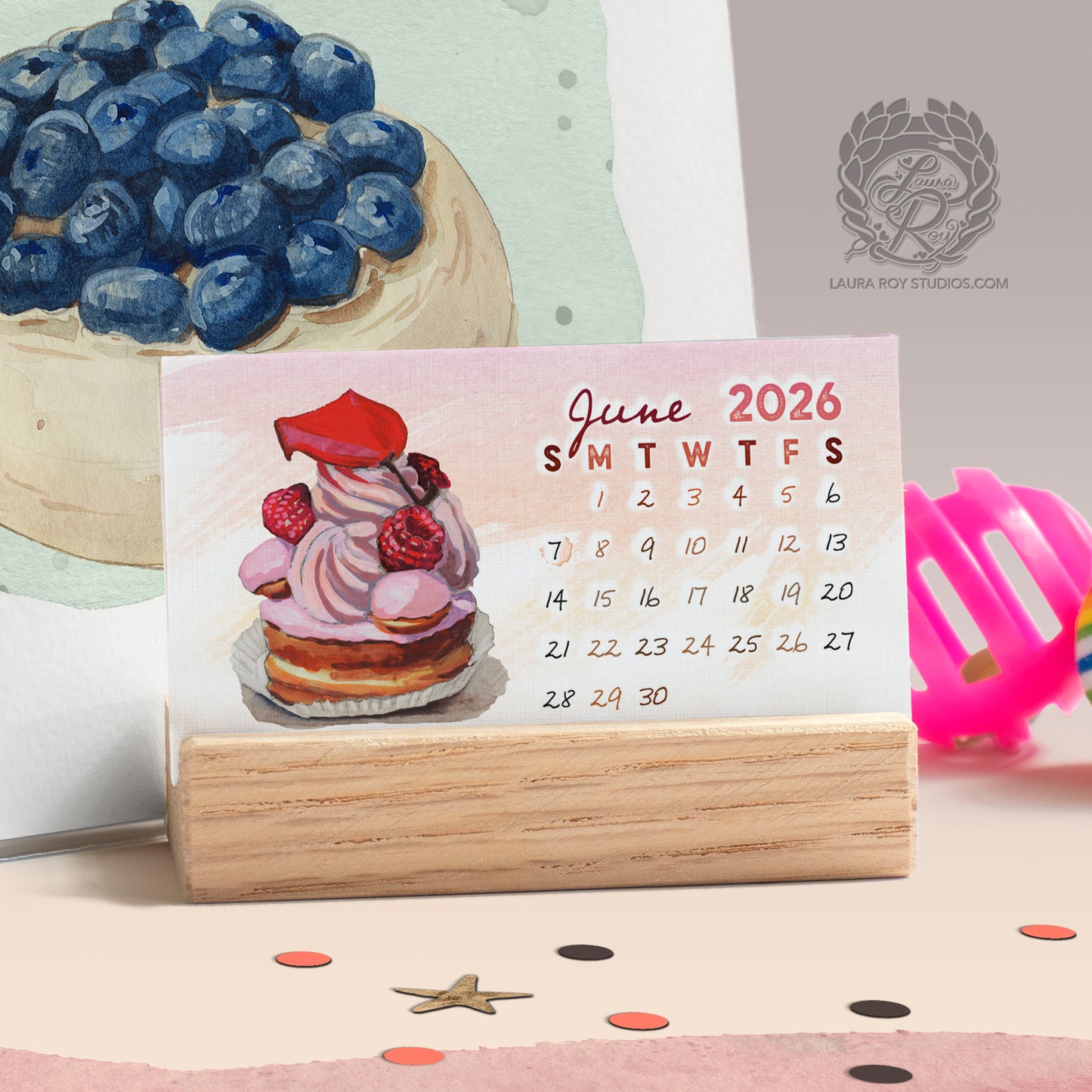 2026 Sweets Watercolor Mini Calendar