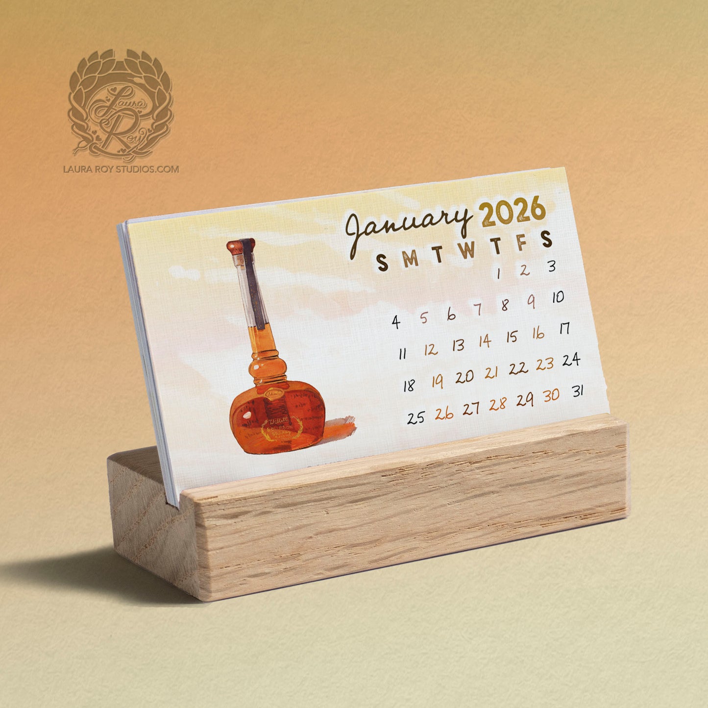 2026 Whiskey Watercolor Mini Calendar
