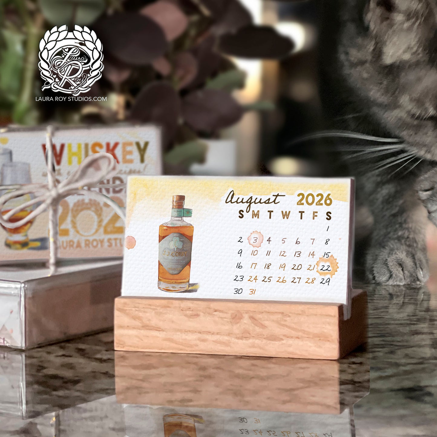 2026 Whiskey Watercolor Mini Calendar