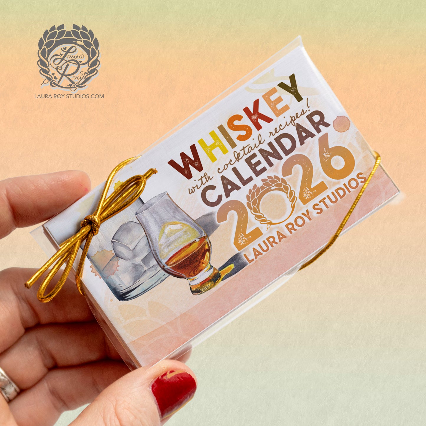2026 Whiskey Watercolor Mini Calendar