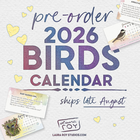 2026 Birds Watercolor Mini Calendar – Handcrafted Art, Monthly Bird Poems, Perfect Gift for Birdwatching Enthusiasts & Nature Lovers