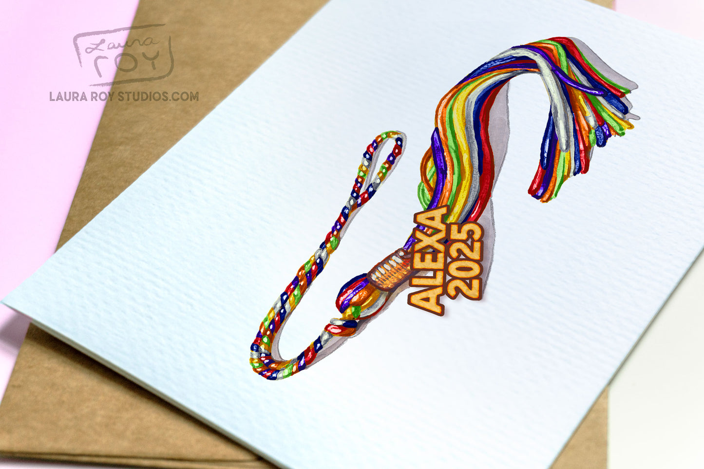 Personalized Watercolor Graduation Card - Watercolor Tassel with Custom Color, and Message (Single or Set)