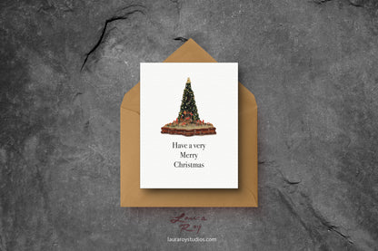 Personalized NYC Met Christmas Tree Card - Watercolor Artwork of Iconic Tree at The Met, Customizable Holiday Greeting (Single or Set)