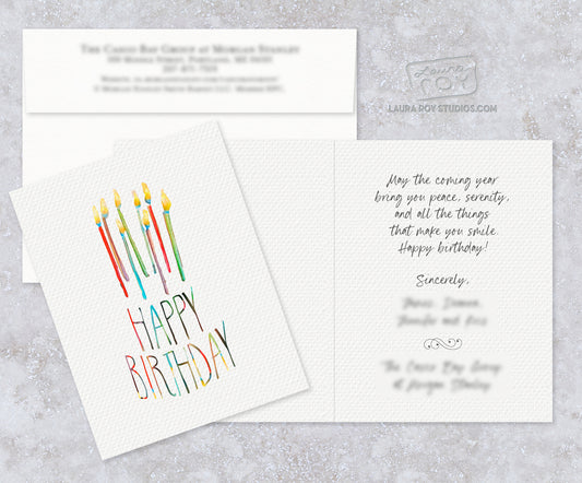 500 Custom Birthday Cards and Envelopes with Return Address