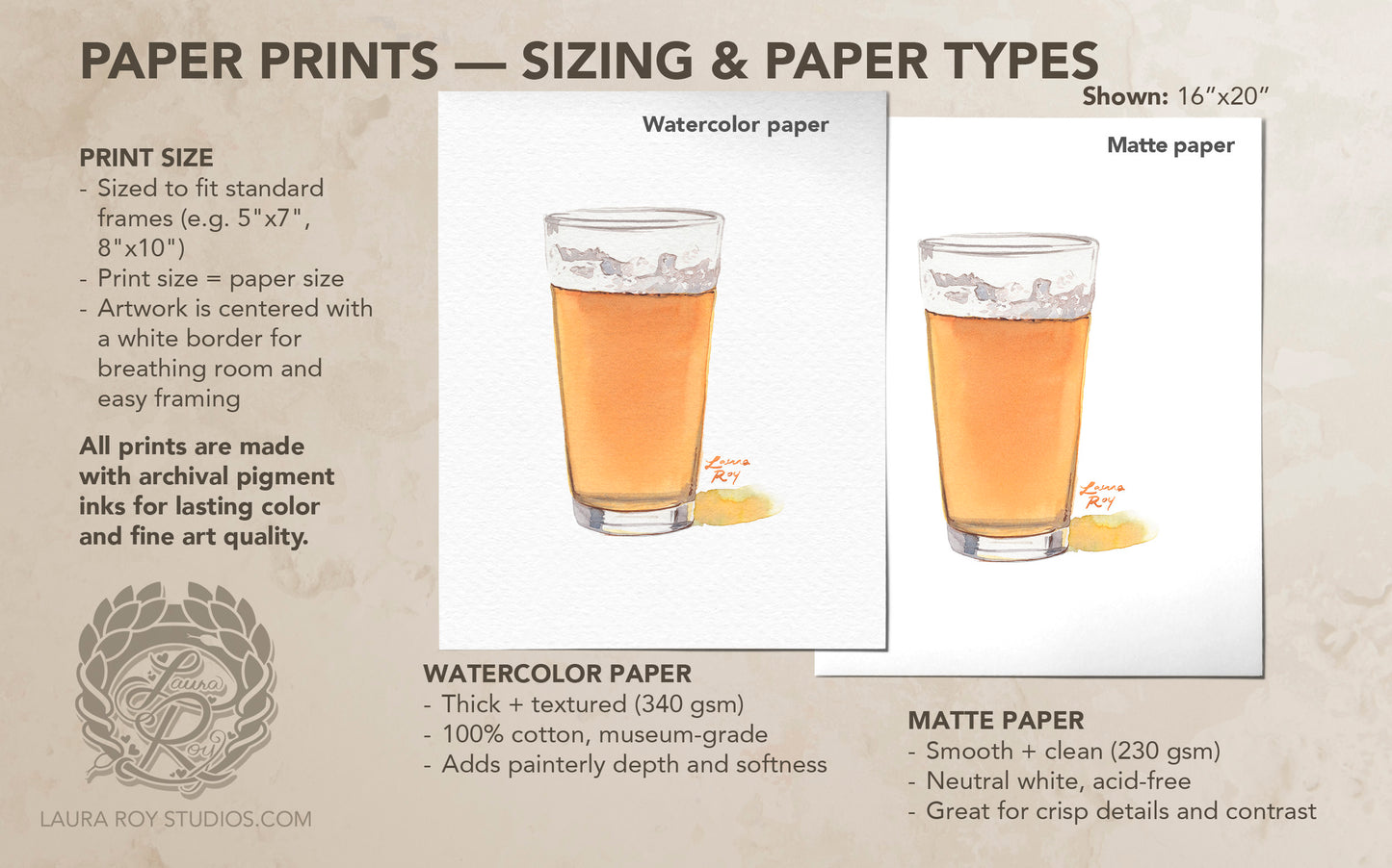 IPA Beer Watercolor Art Print – Pint Glass of Craft Beer with Frothy Head, Bar Decor