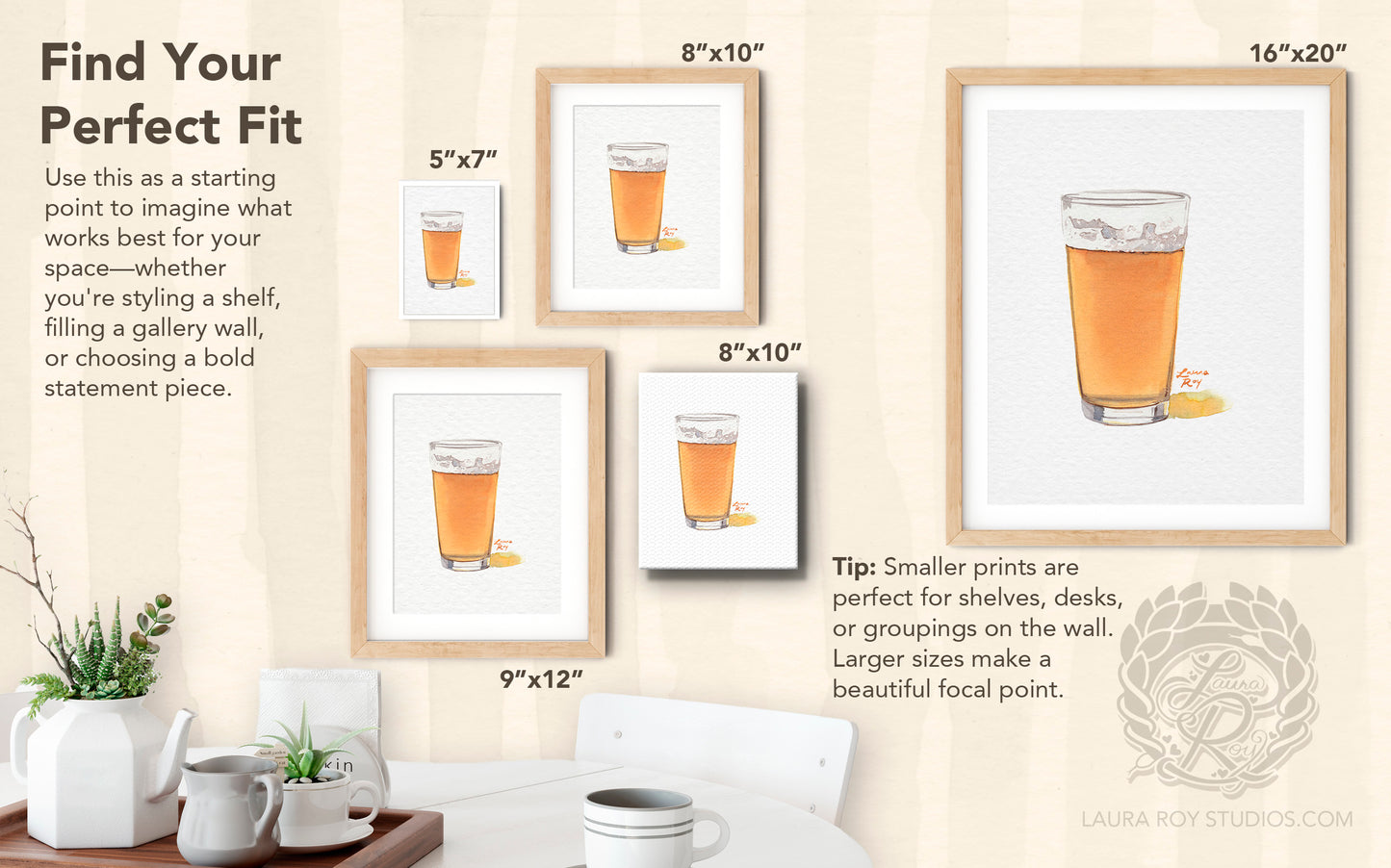 IPA Beer Watercolor Art Print – Pint Glass of Craft Beer with Frothy Head, Bar Decor