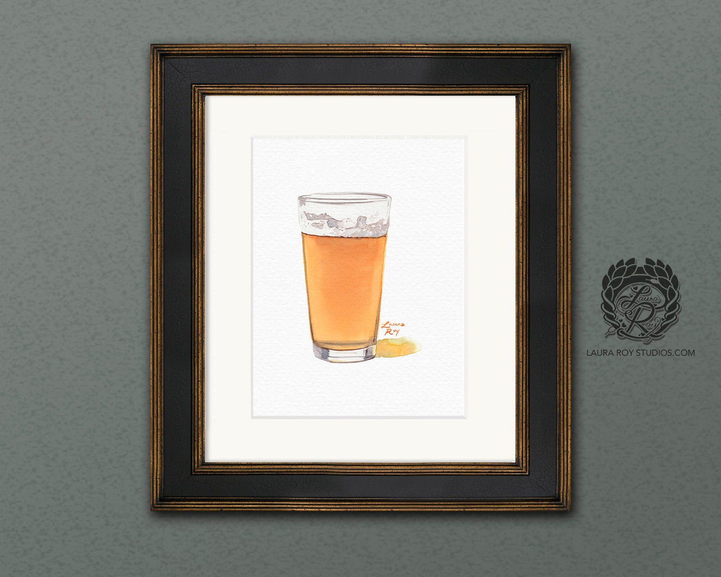 IPA Beer Watercolor Art Print – Pint Glass of Craft Beer with Frothy Head, Bar Decor