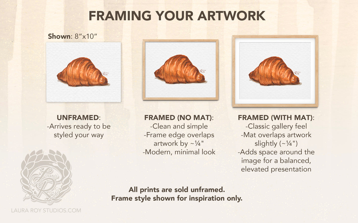 Watercolor Croissant Art Print – French Pastry Kitchen Decor, Elegant Food Illustration, Fine Art Bakery Wall Art, Giclée Print