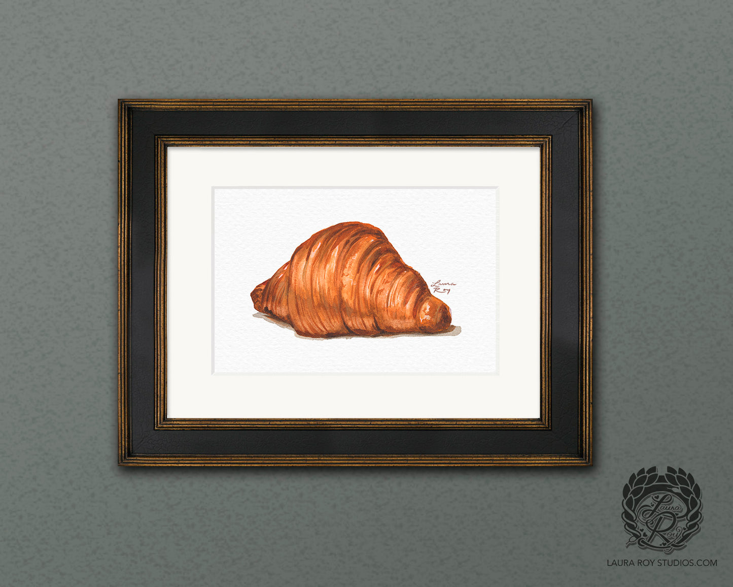 Watercolor Croissant Art Print – French Pastry Kitchen Decor, Elegant Food Illustration, Fine Art Bakery Wall Art, Giclée Print