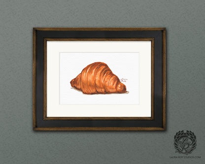 Watercolor Croissant Art Print – French Pastry Kitchen Decor, Elegant Food Illustration, Fine Art Bakery Wall Art, Giclée Print