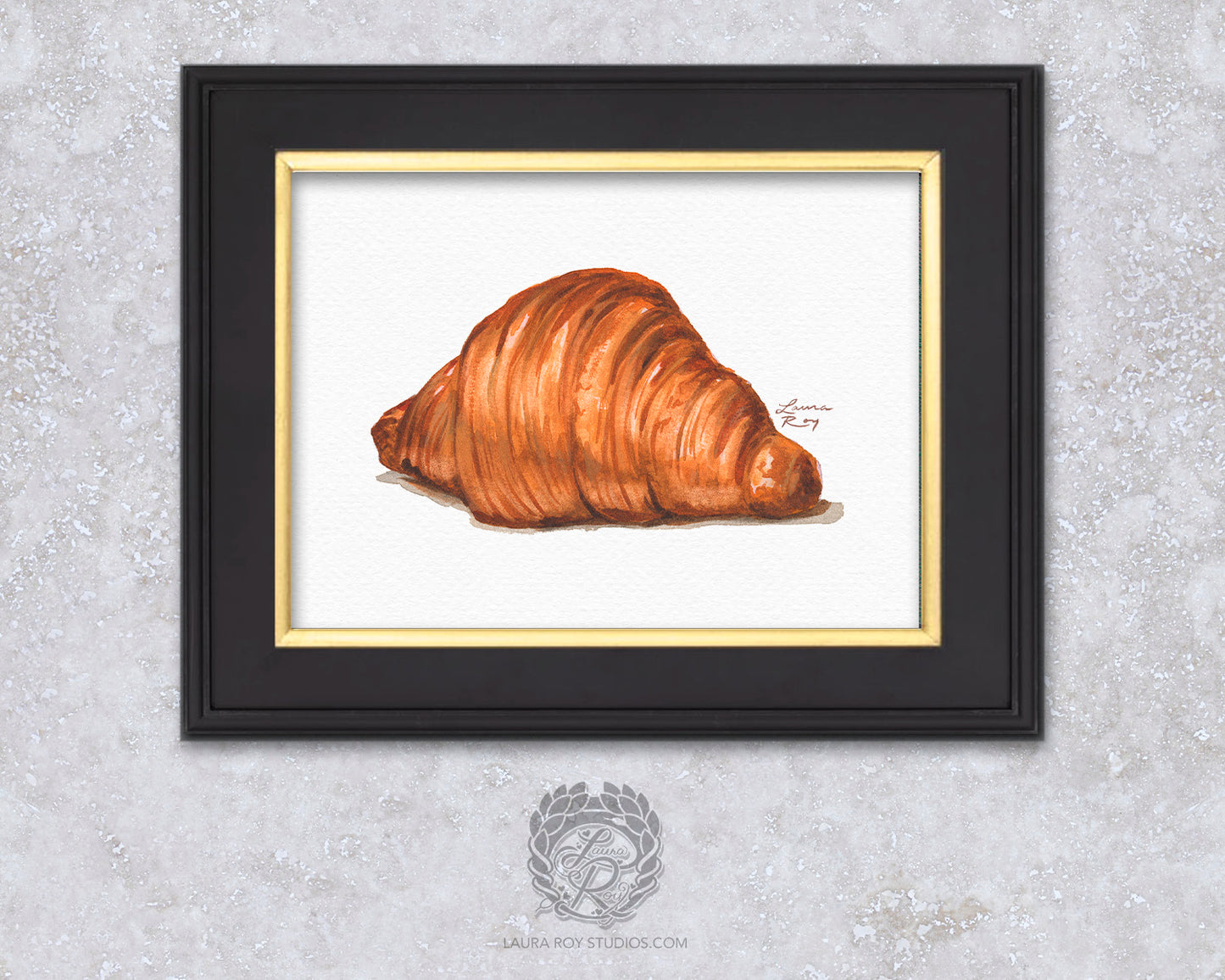 Watercolor Croissant Art Print – French Pastry Kitchen Decor, Elegant Food Illustration, Fine Art Bakery Wall Art, Giclée Print