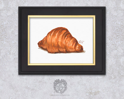 Watercolor Croissant Art Print – French Pastry Kitchen Decor, Elegant Food Illustration, Fine Art Bakery Wall Art, Giclée Print