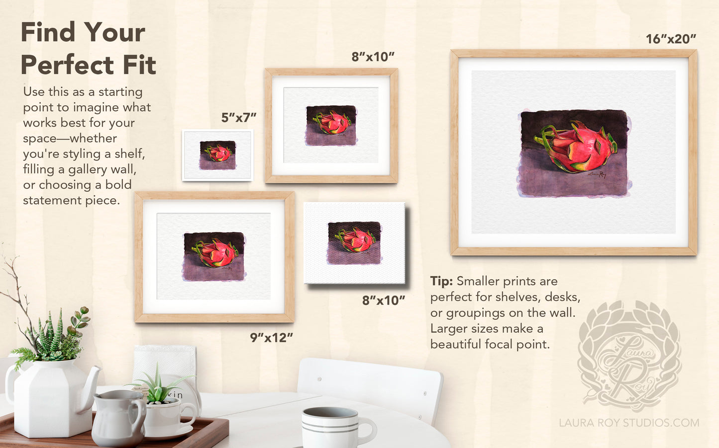 Dragon Fruit Watercolor Art Print – Vibrant Tropical Fruit Illustration, Exotic Kitchen Wall Decor