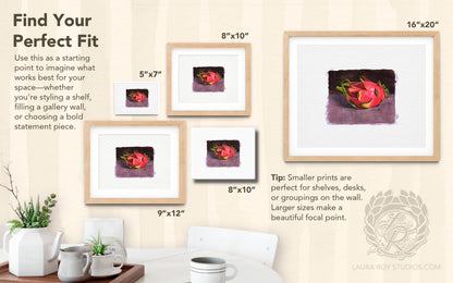 Dragon Fruit Watercolor Art Print – Vibrant Tropical Fruit Illustration, Exotic Kitchen Wall Decor