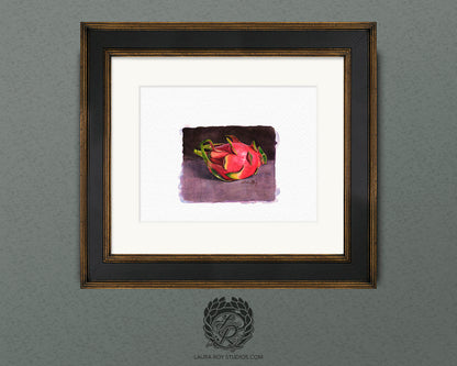 Dragon Fruit Watercolor Art Print – Vibrant Tropical Fruit Illustration, Exotic Kitchen Wall Decor