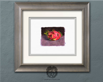 Dragon Fruit Watercolor Art Print – Vibrant Tropical Fruit Illustration, Exotic Kitchen Wall Decor