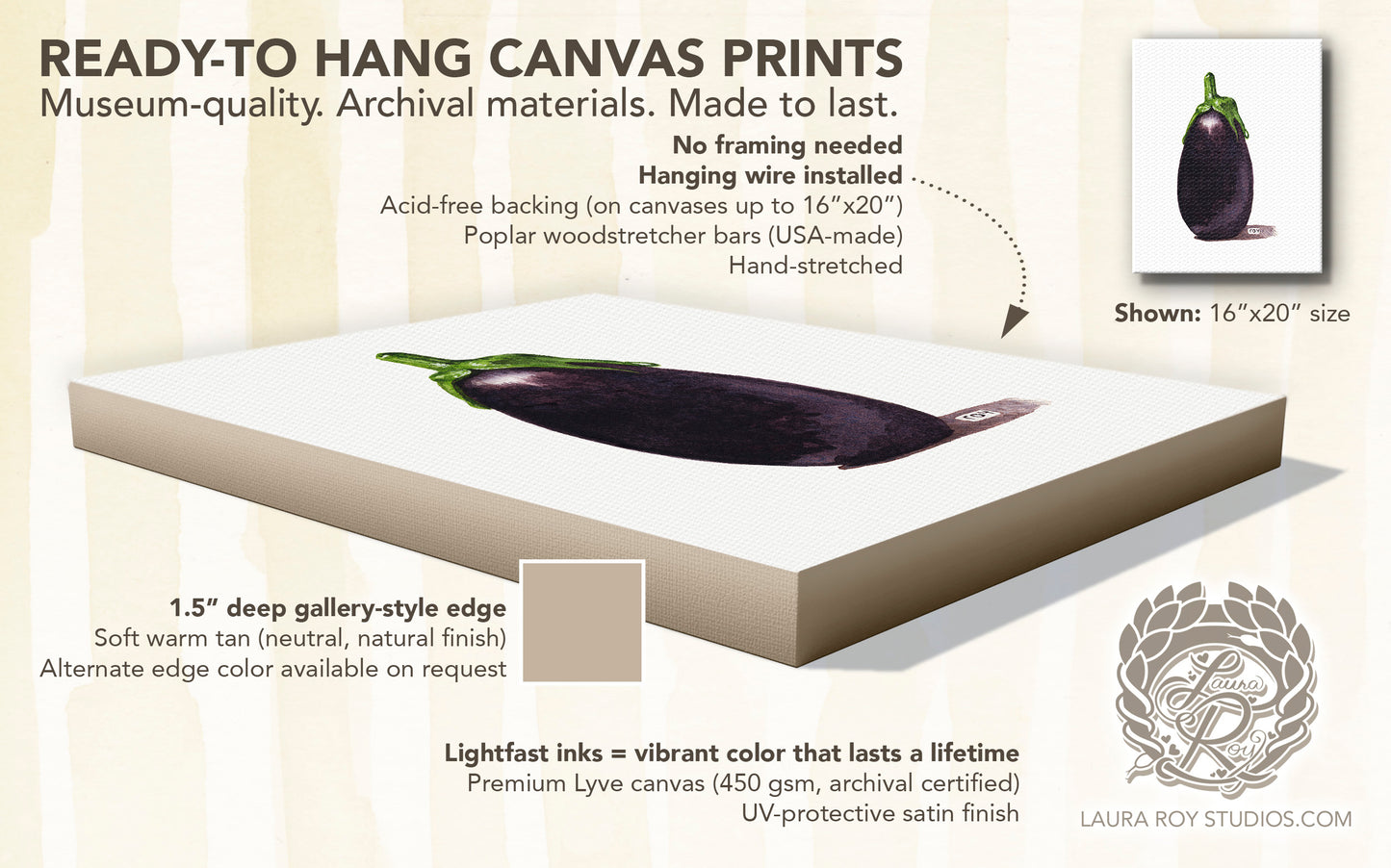 Baby Eggplant Watercolor Art Print – Mini Purple Vegetable Kitchen Decor, Botanical Produce Illustration