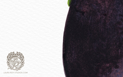 Baby Eggplant Watercolor Art Print – Mini Purple Vegetable Kitchen Decor, Botanical Produce Illustration