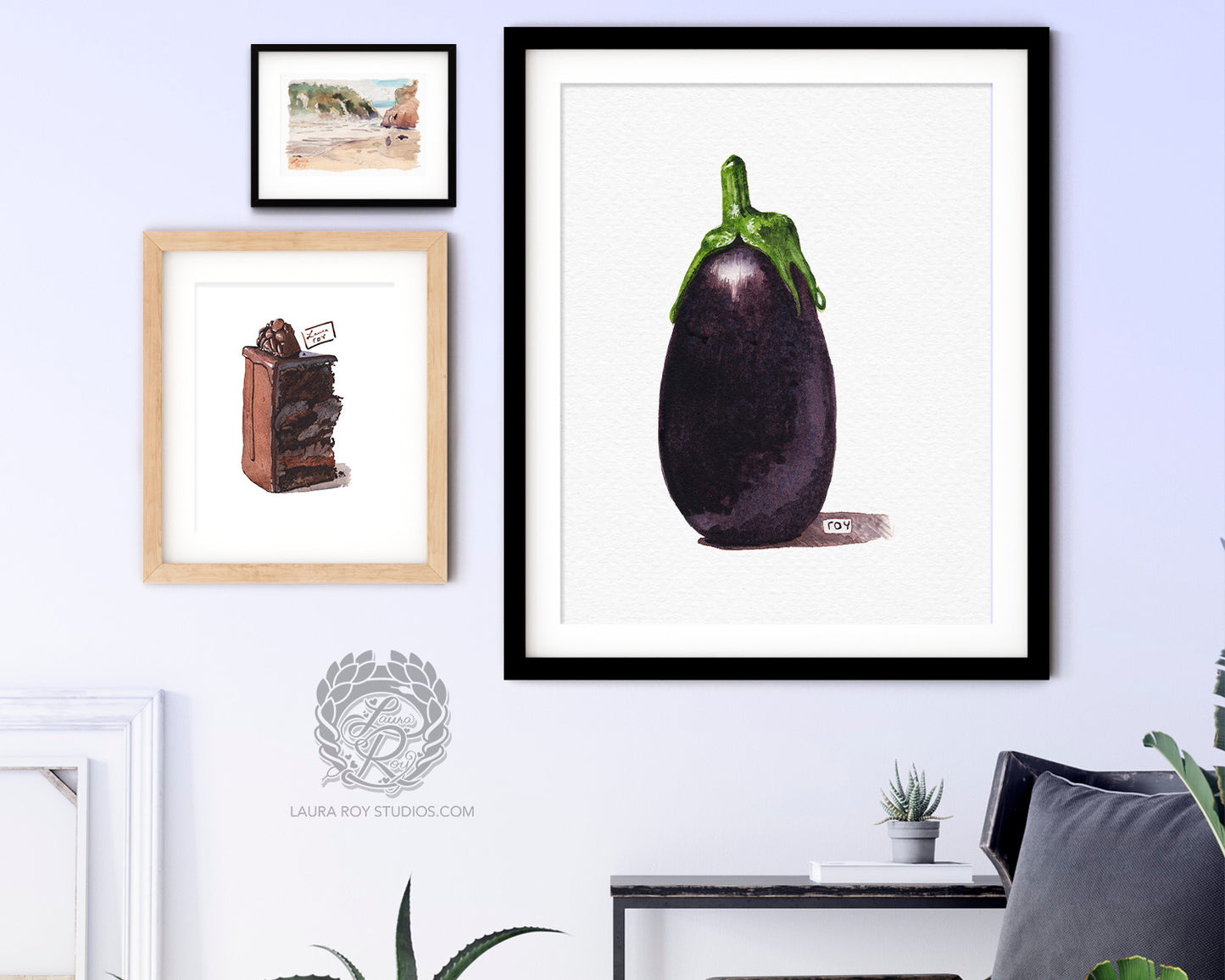 Baby Eggplant Watercolor Art Print – Mini Purple Vegetable Kitchen Decor, Botanical Produce Illustration