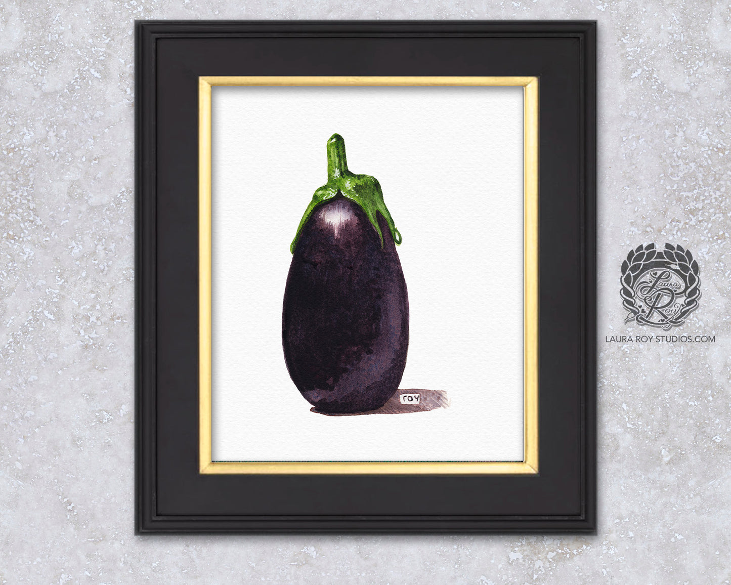 Baby Eggplant Watercolor Art Print – Mini Purple Vegetable Kitchen Decor, Botanical Produce Illustration