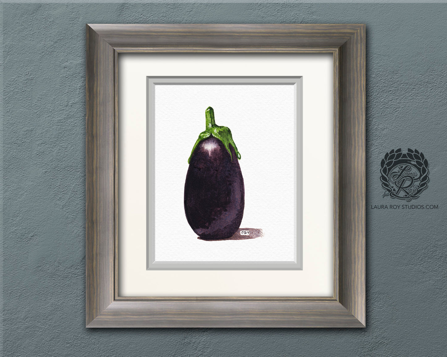 Baby Eggplant Watercolor Art Print – Mini Purple Vegetable Kitchen Decor, Botanical Produce Illustration