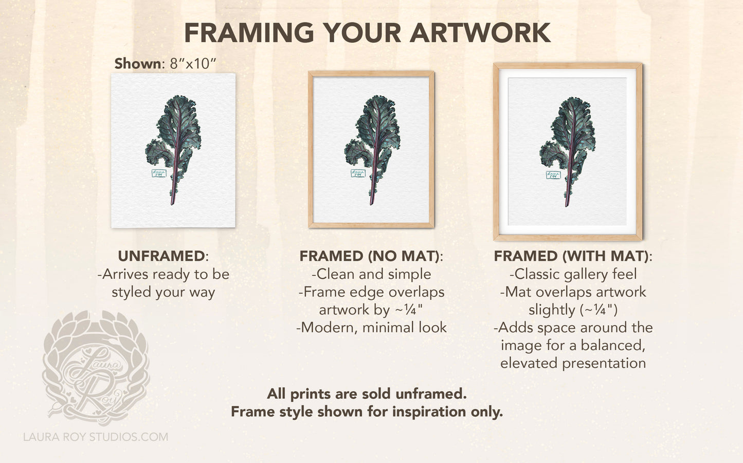 Kale Leaf Watercolor Art Print – Leafy Green Botanical Illustration, Garden-Inspired Wall Art