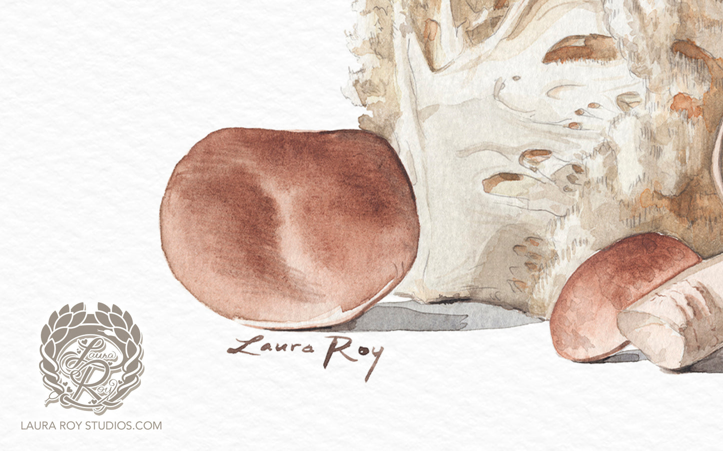 Mushroom Medley Watercolor Art Print – Shiitake and Lion's Mane Illustration, Gourmet Kitchen Decor