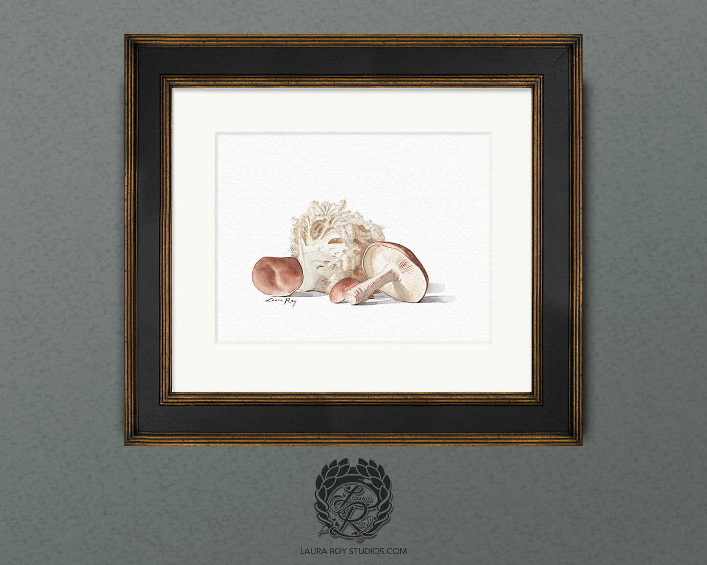 Mushroom Medley Watercolor Art Print – Shiitake and Lion's Mane Illustration, Gourmet Kitchen Decor