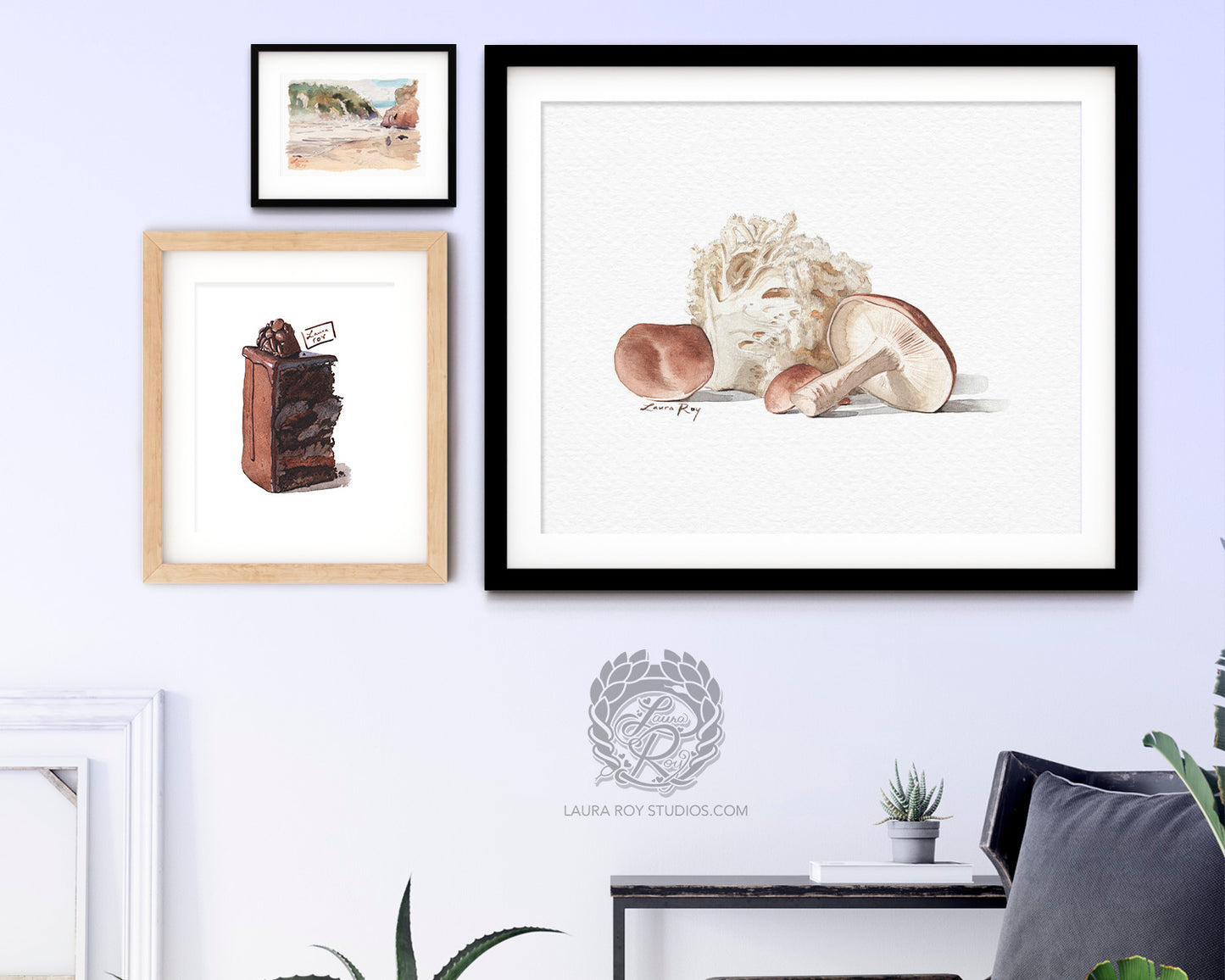 Mushroom Medley Watercolor Art Print – Shiitake and Lion's Mane Illustration, Gourmet Kitchen Decor