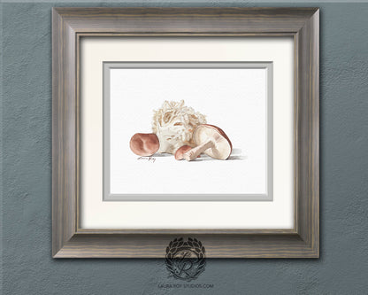 Mushroom Medley Watercolor Art Print – Shiitake and Lion's Mane Illustration, Gourmet Kitchen Decor