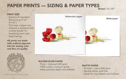 Nasturtiums Watercolor Art Print – Edible Flower Duo Illustration, Colorful Kitchen Wall Decor