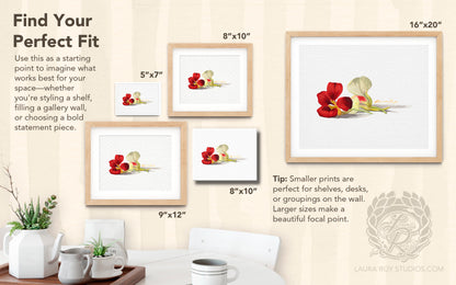 Nasturtiums Watercolor Art Print – Edible Flower Duo Illustration, Colorful Kitchen Wall Decor