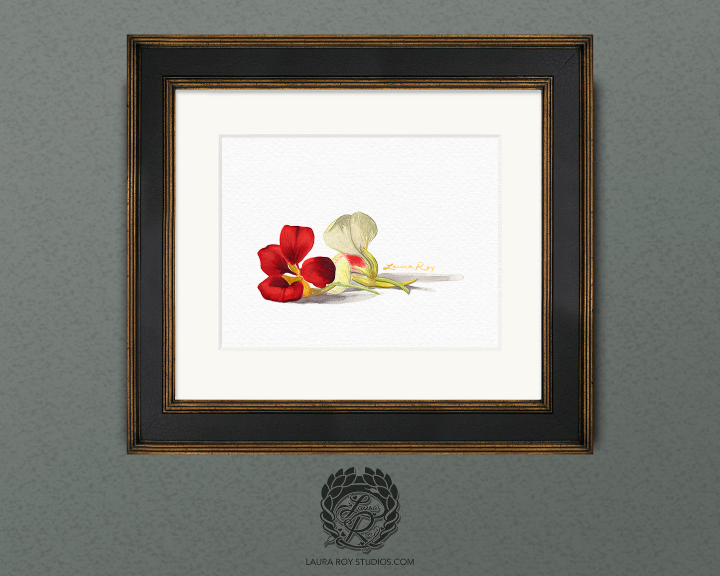 Nasturtiums Watercolor Art Print – Edible Flower Duo Illustration, Colorful Kitchen Wall Decor