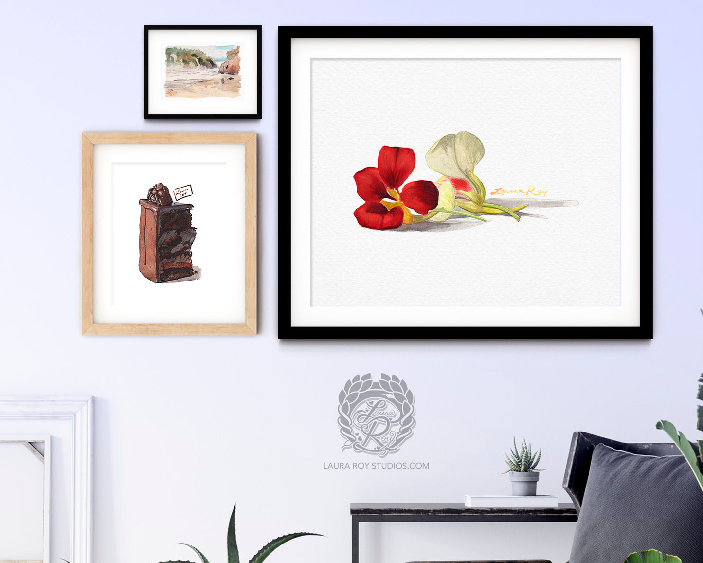 Nasturtiums Watercolor Art Print – Edible Flower Duo Illustration, Colorful Kitchen Wall Decor