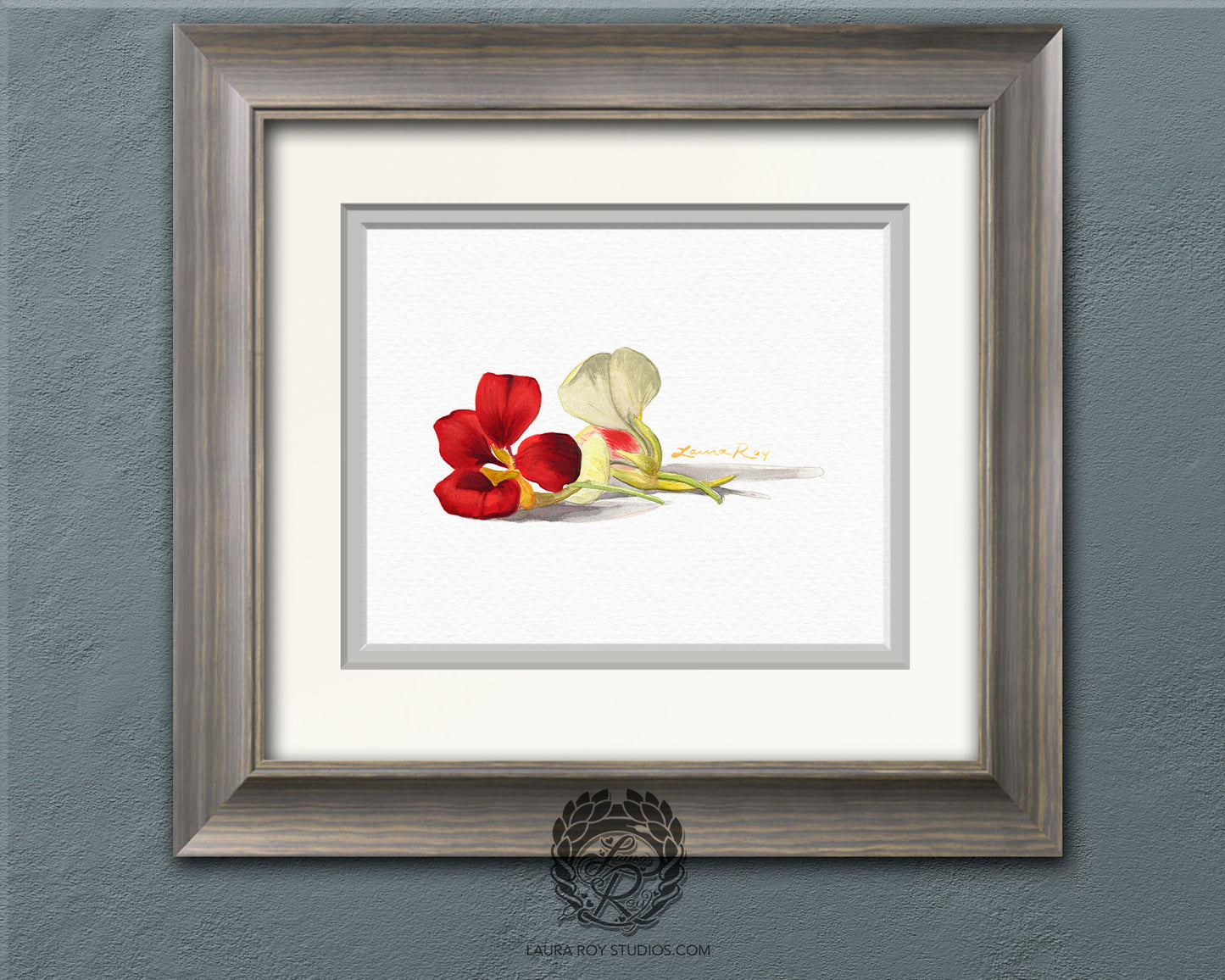 Nasturtiums Watercolor Art Print – Edible Flower Duo Illustration, Colorful Kitchen Wall Decor