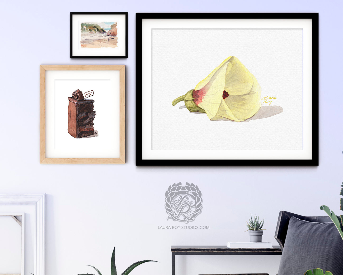 Okra Flower Watercolor Art Print – Delicate Botanical Illustration, Southern Kitchen Decor