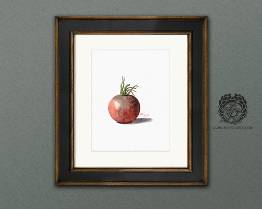 Heirloom Cherry Tomato Watercolor Art Print – Whimsical Kitchen Decor, Botanical Garden Wall Art