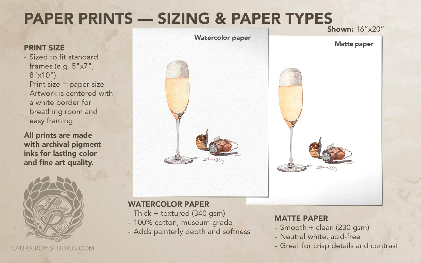 Champagne Watercolor Art Print – Glass of Bubbly with Cork and Foil, Celebration Wall Decor
