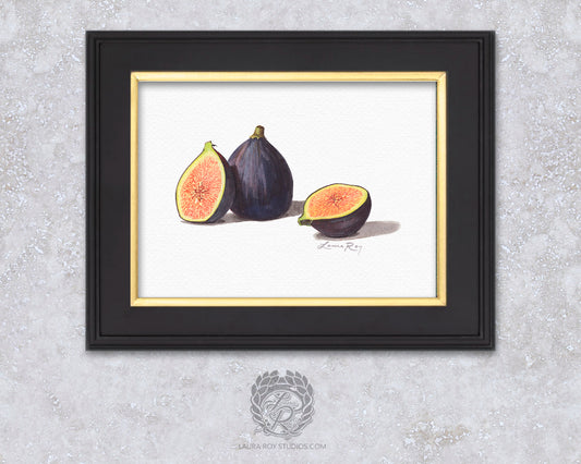 Watercolor Fig Art Print – Fine Art Kitchen Decor, Foodie Gift, Giclée Still Life Fruit Painting