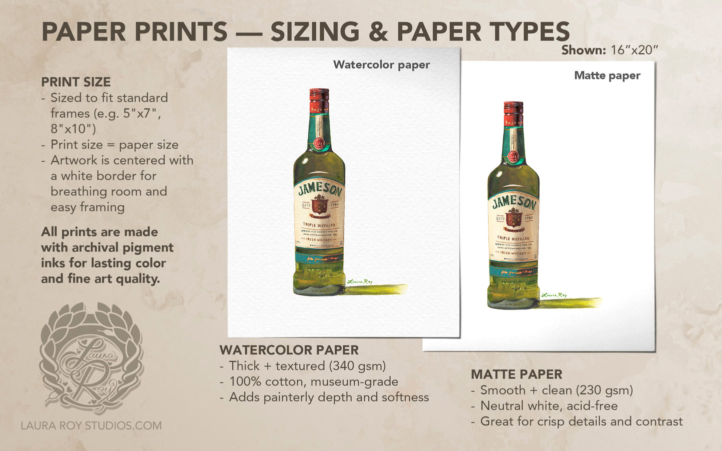 Choose 3 Whiskey Watercolors | Giclée Print