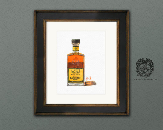 Laws Four Grain Bourbon Watercolor | Giclee Print
