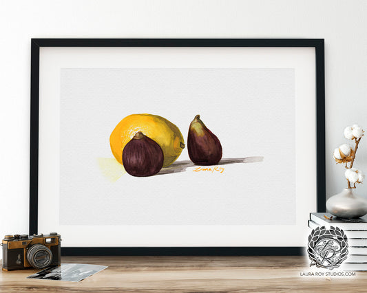 Lemon with Two Figs | Giclée Print