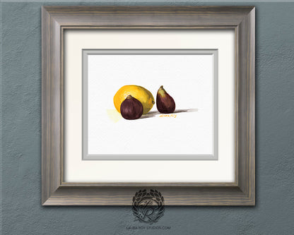 Lemon with Two Figs | Giclée Print