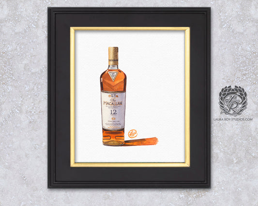 Macallan 12 Sherry Oak Watercolor | Giclee Print