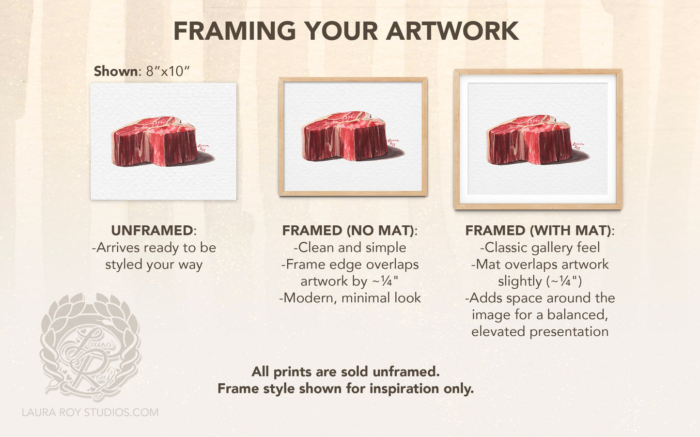Porterhouse Steak Watercolor Print – Raw Cut Butcher Art, Foodie Kitchen Decor, Fine Meat Illustration, Giclée Wall Art