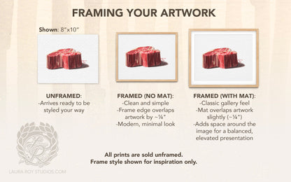 Porterhouse Steak Watercolor Print – Raw Cut Butcher Art, Foodie Kitchen Decor, Fine Meat Illustration, Giclée Wall Art