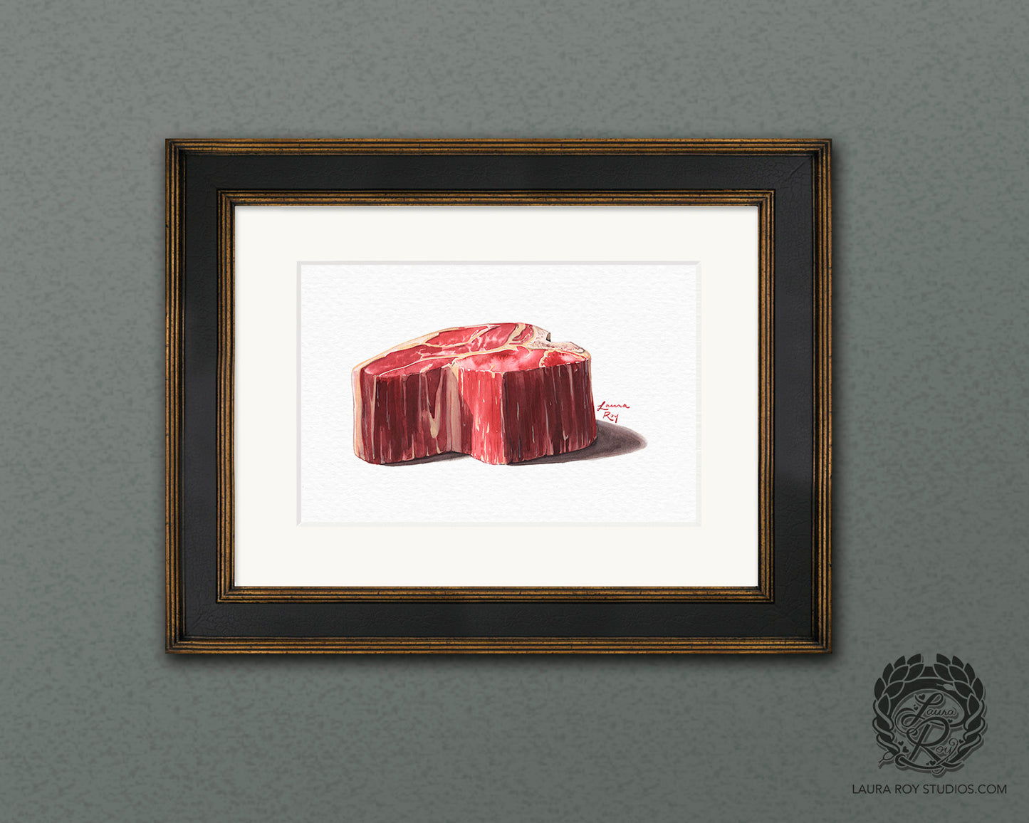 Porterhouse Steak Watercolor Print – Raw Cut Butcher Art, Foodie Kitchen Decor, Fine Meat Illustration, Giclée Wall Art