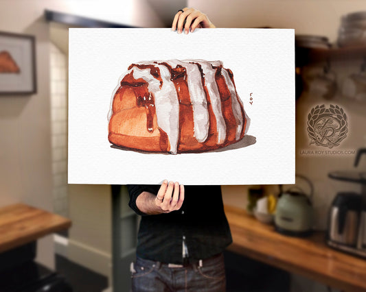 Pecan Cinnamon Roll Watercolor | Giclée Print