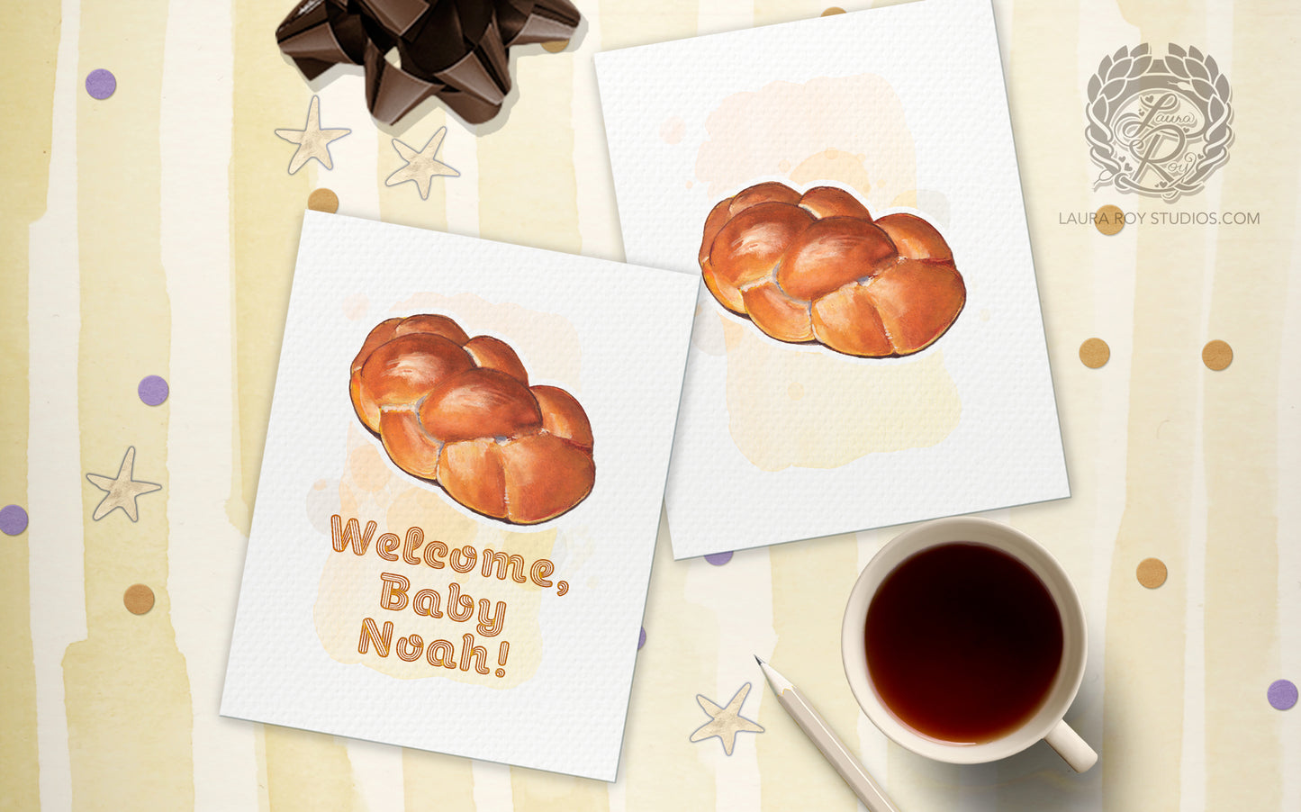 Personalized Challah Greeting Card: Jewish Holiday, Shabbat, Mazel Tov & Celebration Card